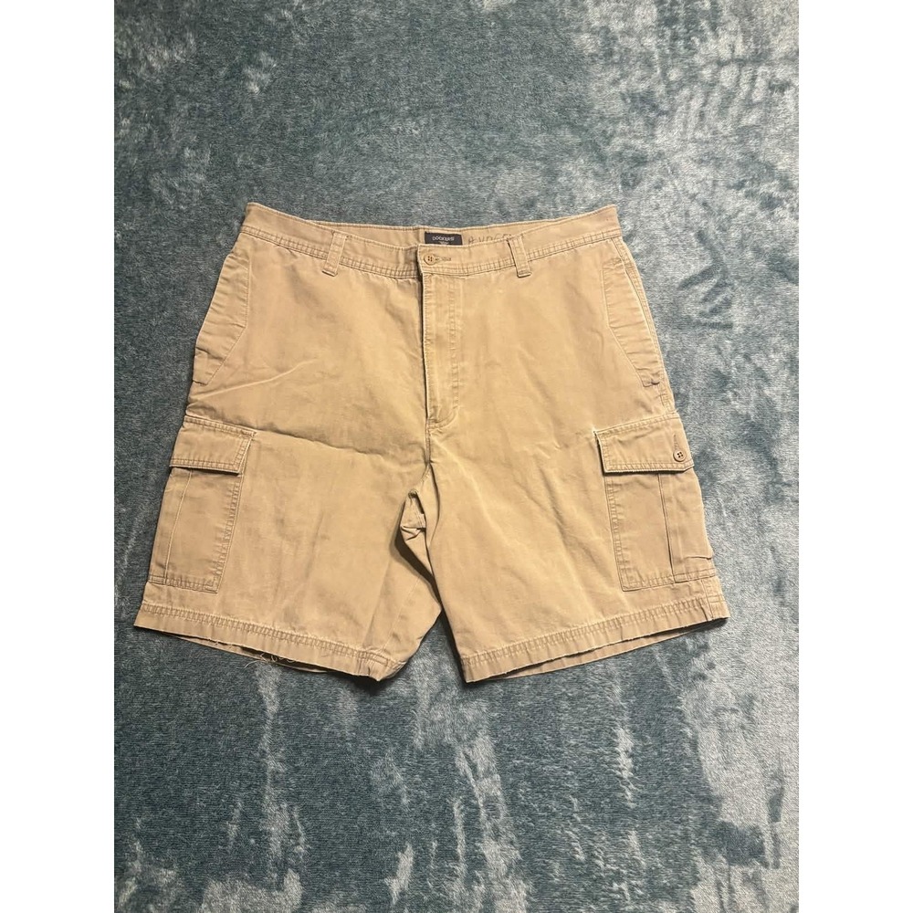 Dockers Mens 38 Tan Khaki Cargo Shorts 100 Cotton Flat Front Casual 10in Inseam